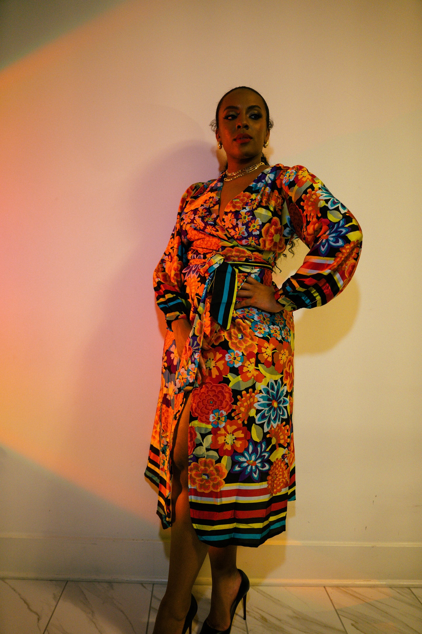 Paris Multi-Colored Wrap Dress